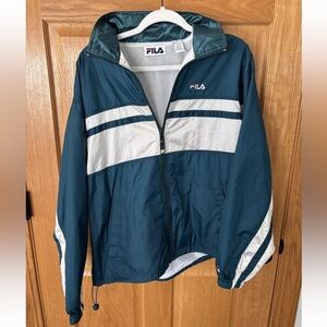 Vintage 90's FILA Windbreaker Jacket Nylon Retro Colors Full Zip Green/White